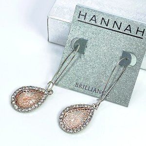 Silver and Rose Gold Two Toned Kidney Hook Filigree Drop Earrings
